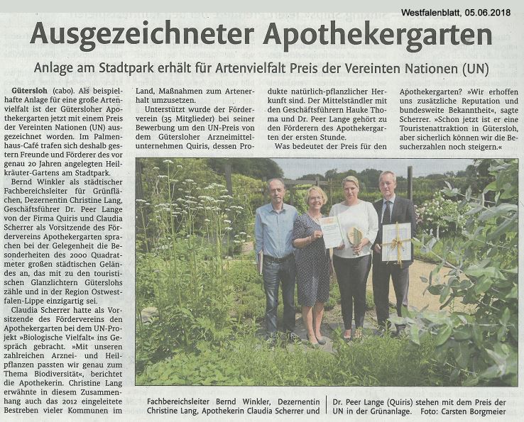 Zeitungsartikel Apothekergarten Guetersloh