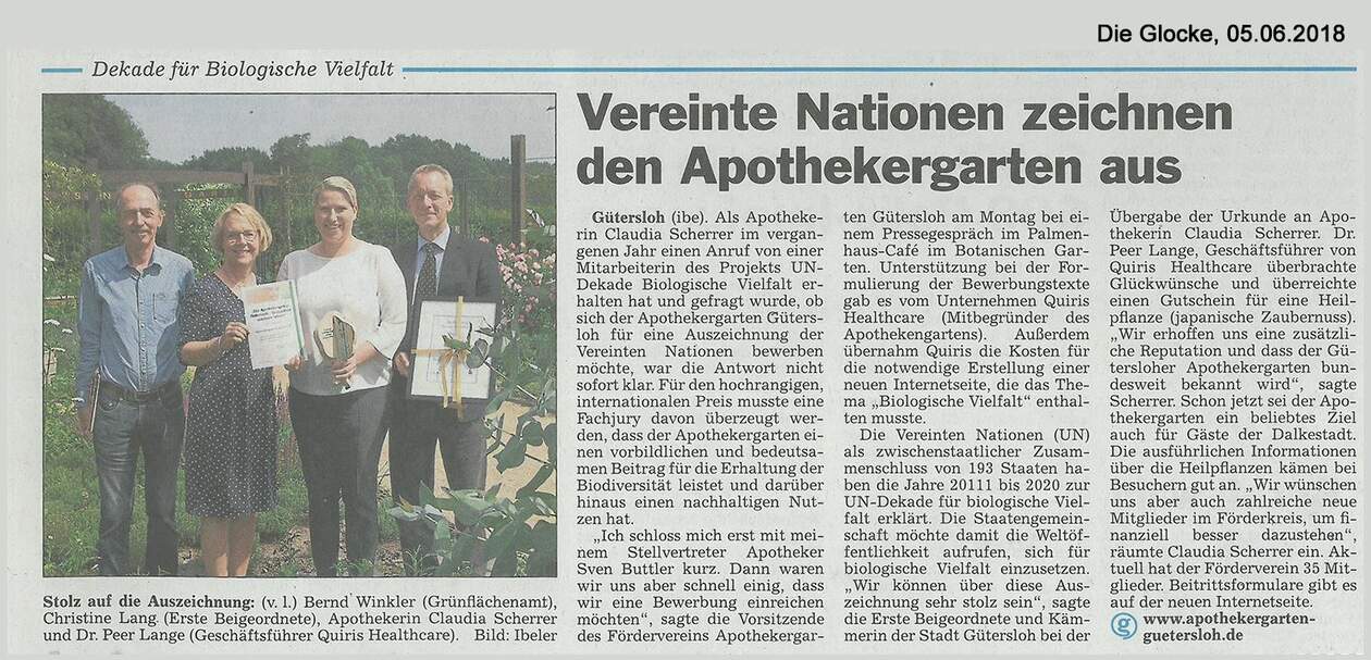 Die Glocke Zeitungsartikel Apothekergarten
