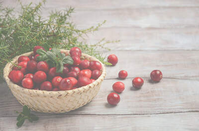 Cranberries in einem Korb auf einem Tisch