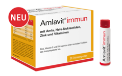 Amlavit® immun mit Amlaextrakt und Hefe-Nukleotiden. Die immunaktiven Mikronährstoffe Zink, Vitamin C und D unterstützen Ihr Immunsystem auf einfache Weise, damit Sie kommende Herausforderungen fit und vital meistern können.