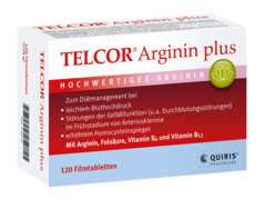 Telcor® Arginin plus ist ein Lebensmittel für besondere medizinische Zwecke (bilanzierte Diät) und mit seiner speziellen Nährstoffkombination zum Diätmanagement bei leichtem Bluthochdruck, Störungen der Gefäßfunktion (u.a. Durchblutungsstörungen) im Frühstadium von Arteriosklerose sowie erhöhtem Homocysteinspiegel geeignet
